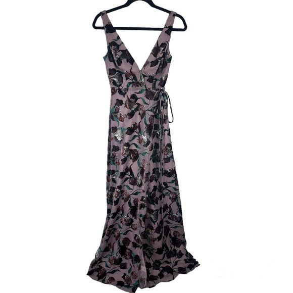 Aidan by Aidan Mattox Velvet Wrap Maxi Dress Gown - Picture 5 of 11